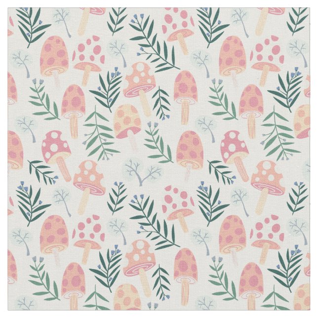 Magic MushRumcute Cute Forest Mönster Tyg (Närbild)