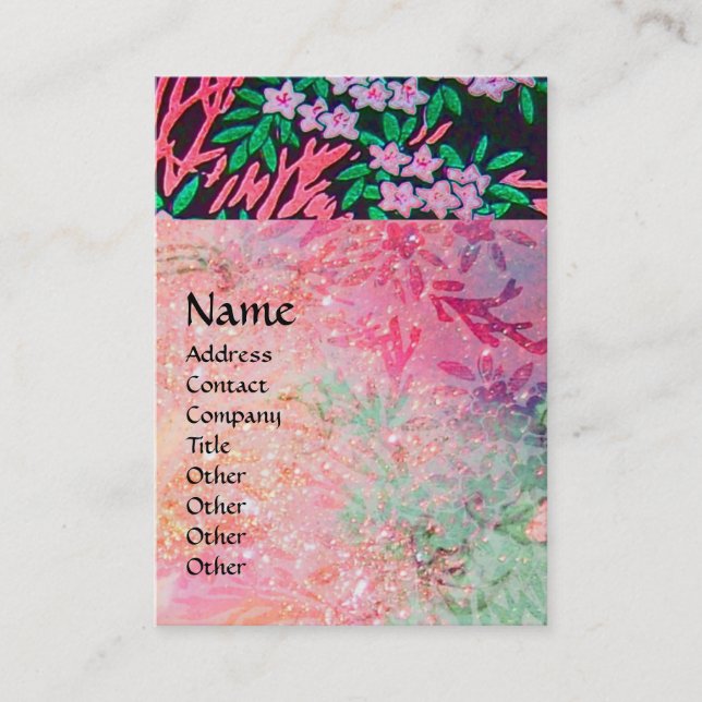 MAGIC MYRTLE Blommigt Sparkling Refltions Rosa Visitkort (Framsida)