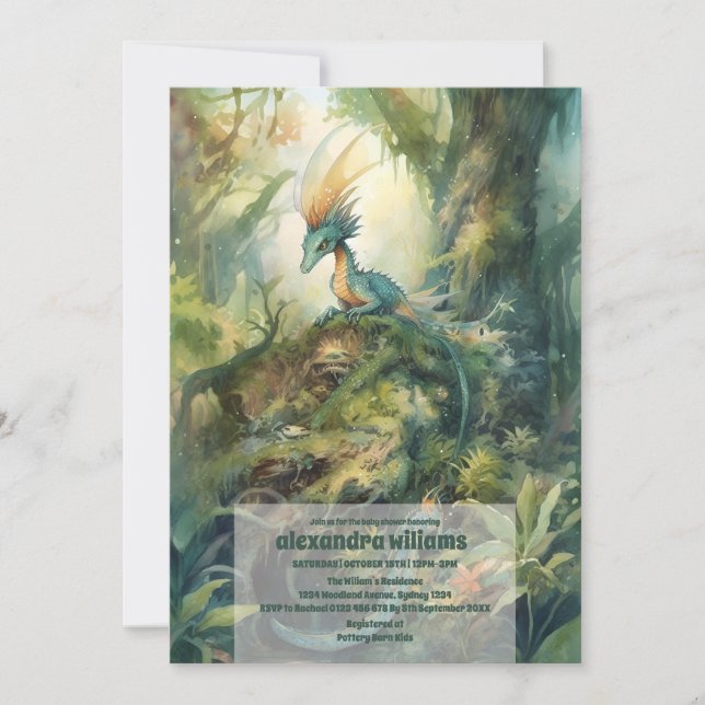 Magic Mystical Dragon Baby Shower Inbjudningar (Framsida)