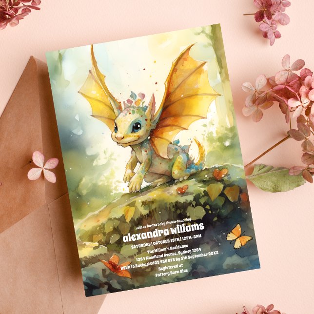 Magic Mystical Dragon Baby Shower Inbjudningar (Skapare uppladdad)