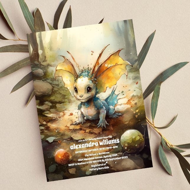 Magic Mystical Dragon Baby Shower Inbjudningar (Skapare uppladdad)