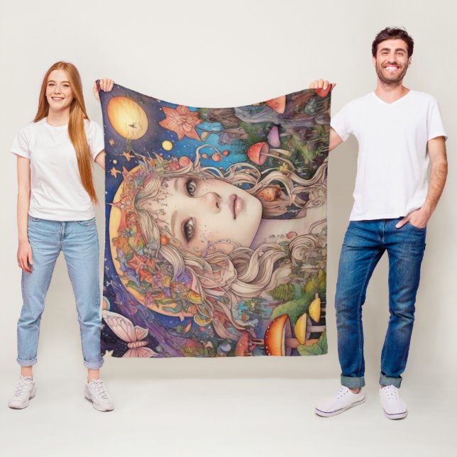 Magic Mystical Fantasy Girl Blanket Fleecefilt (På plats)