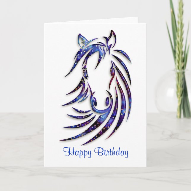 Magic Mystical Horse Porträtt Birthday Kort (Framsida)