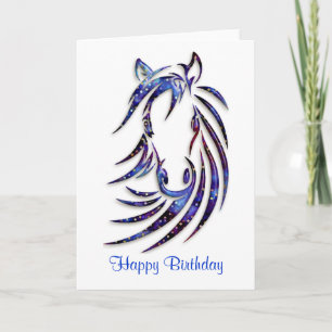 Magic Mystical Horse Porträtt Birthday Kort