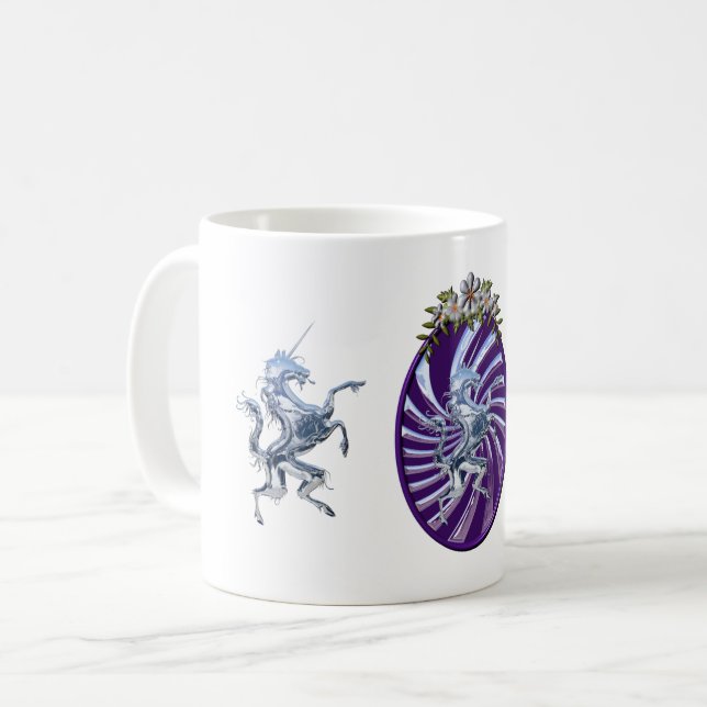 Magic Mythical Silver Unicorn Kaffemugg (Framsida vänster)