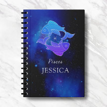Magic Namn med Zodiac-tecken Pisces-anteckningsbok