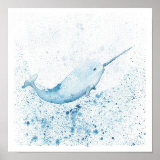 Magic Narwhal - 12x12 Art-utskrift Poster