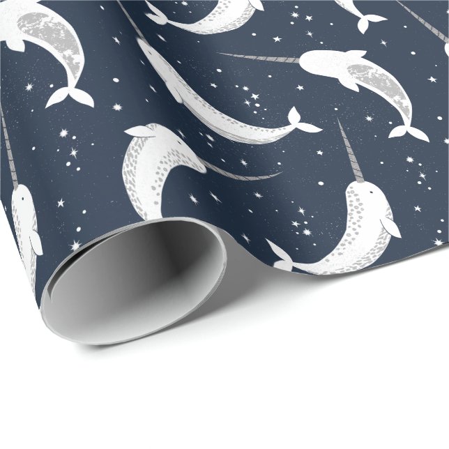 Magic Narwhals in Space Presentpapper (Rullad Hörn)