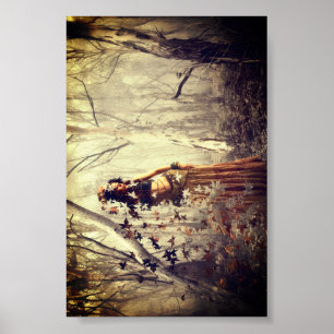 Magic Nature Spirit Woman, Höst löv Art Poster