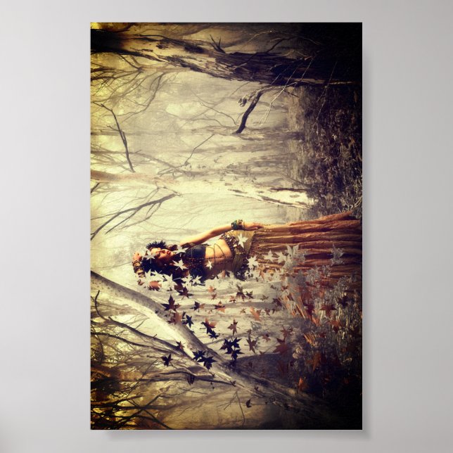 Magic Nature Spirit Woman, Höst löv Art Poster (Framsidan)