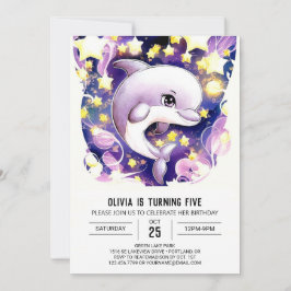 Magic Nautical Kids' Dolphin Birthday Inbjudningar