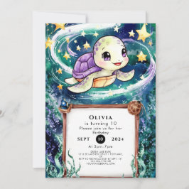 Magic Nautical Kids' Turtle Birthday Inbjudningar