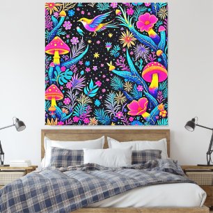 Magic Neon Forest Night Dream Design Canvastryck