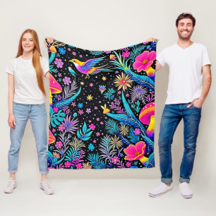 Magic Neon Forest Night Dream Design Fleecefilt
