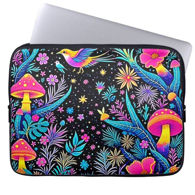 Magic Neon Forest Night Dream Design Laptop Fodral (Framsidan)