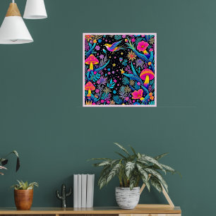 Magic Neon Forest Night Dream Design Poster