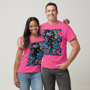 Magic Neon Forest Night Dream Design T Shirt