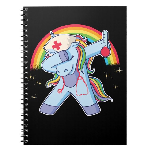 Magic Nurse Unicorn Rainbow Stethoscope Nursing Anteckningsbok (Framsidan)
