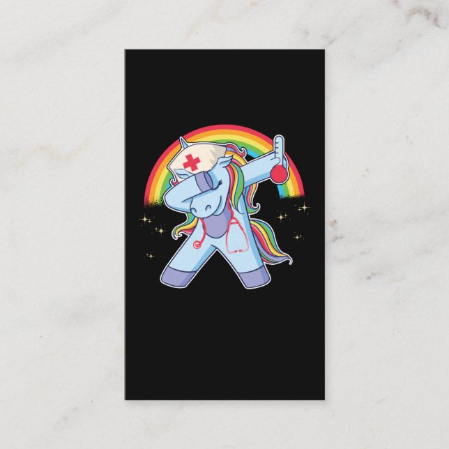 Magic Nurse Unicorn Rainbow Stethoscope Nursing Visitkort (Framsida)