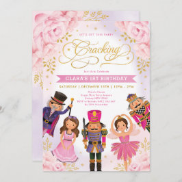 Magic Nutcracker  Guld Blommigt Girl Birthday Inbjudningar