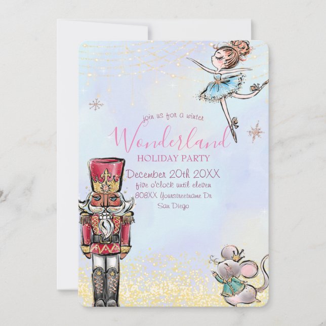 Magic Nutcracker Winter Wonderland jul Inbjudningar (Framsida)