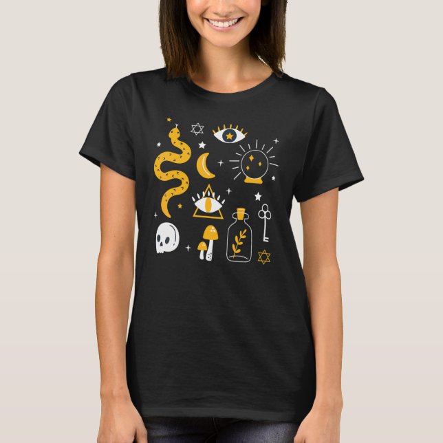 Magic Occult Celestial Witchcraft Alla Seeing Öga T Shirt (Framsida)