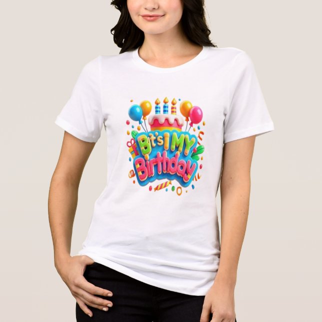 Magic of Balloons Cake Grattis på födelsedagen T Shirt (Framsida)