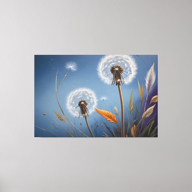 Magic of Dandelions in Nightsky AI Art Paintings Canvastryck (Framsida)