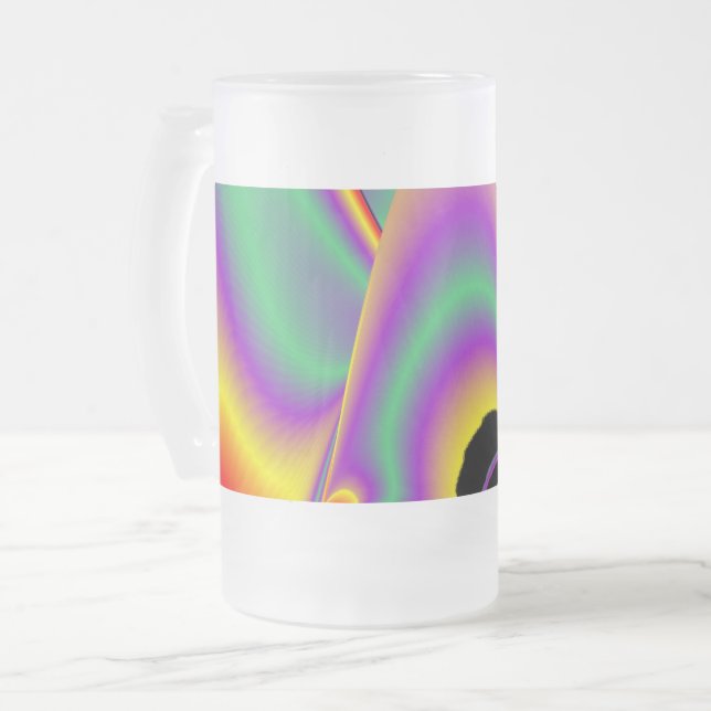 Magic of Färg, Abstrakt 3D Rainbowart Frostat Ölglas (Framsida vänster)