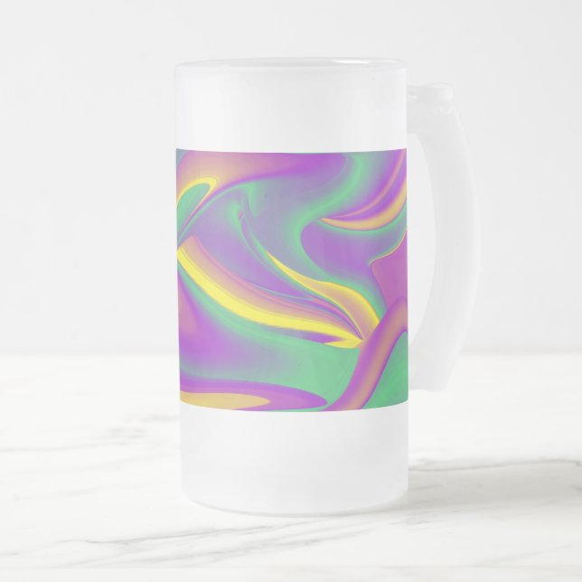 Magic of Färg, Abstrakt 3D Rainbowart Frostat Ölglas (Framsida höger)