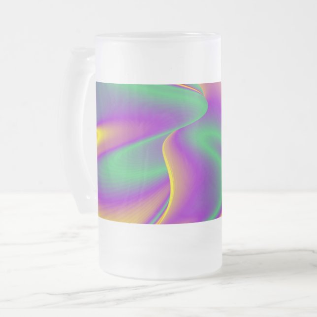 Magic of Färg, Abstrakt 3D Rainbowart Frostat Ölglas (Framsida vänster)