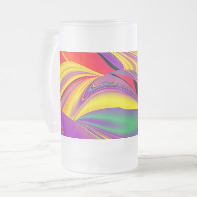 Magic of Färg, Abstrakt 3D Rainbowart Frostat Ölglas (Framsida vänster)