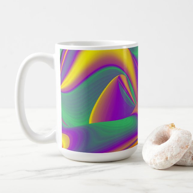 Magic of Färg, Abstrakt 3D Rainbowart Kaffemugg (Med munk)