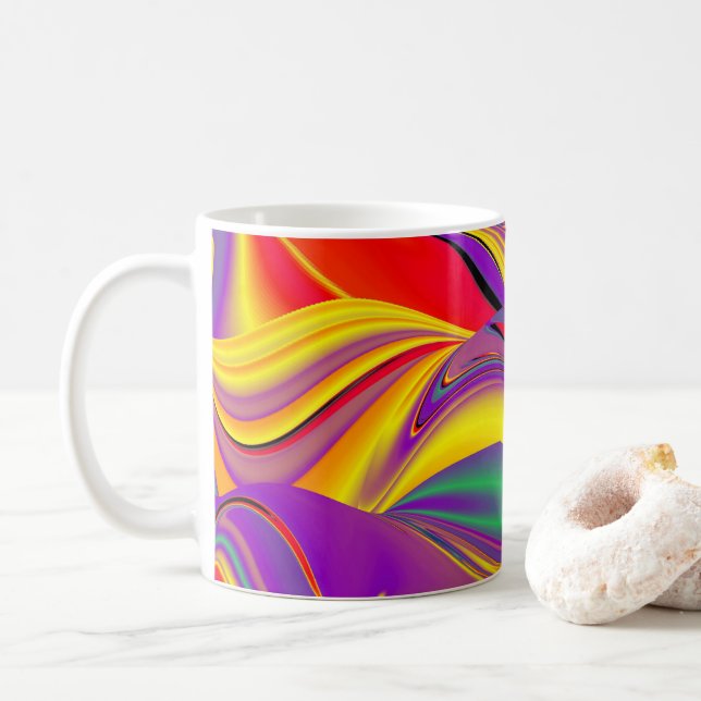 Magic of Färg, Abstrakt 3D Rainbowart Kaffemugg (Med munk)