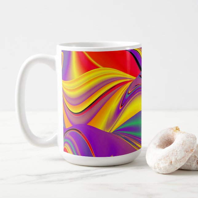 Magic of Färg, Abstrakt 3D Rainbowart Kaffemugg (Med munk)