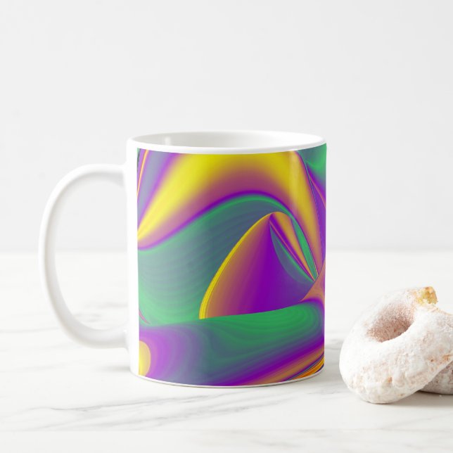 Magic of Färg, Abstrakt 3D Rainbowart Kaffemugg (Med munk)