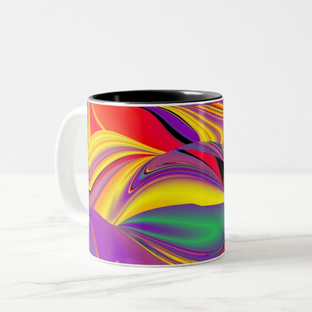 Magic of Färg, Abstrakt 3D Rainbowart Två-Tonad Mugg (Framsida vänster)