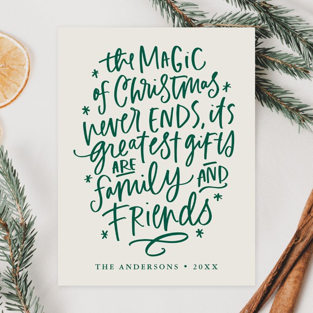 Magic of jul Beige and Grönt Non-Photo Helg Vykort (Skapare uppladdad)