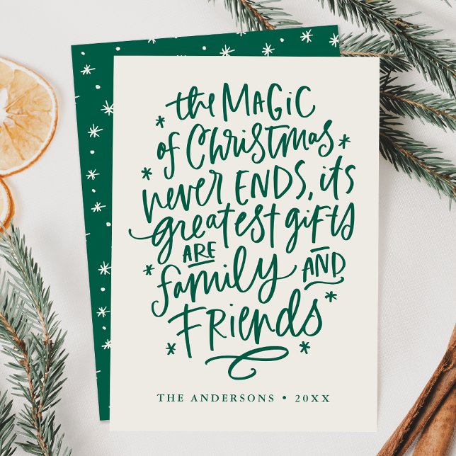 Magic of jul Beige & Grönt Non-Photo Julkort (Skapare uppladdad)