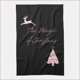 Magic of jul Reindeer and Träd Kökshandduk