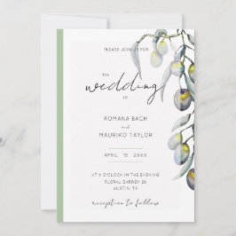 Magic Olive Gren Watercolor Hand-målat Inbjudningar