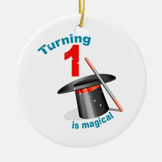 Magic Party 1:a födelsedagen Julgransprydnad Keramik (Framsidan)