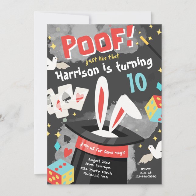 Magic Party-inbjudan | Inbjudan till magisk födels (Framsida)