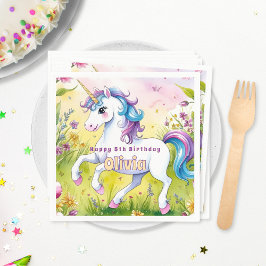 Magic Pastel Anpassningsbar Unicorn Birthday Pappersservett
