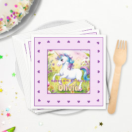 Magic Pastel Anpassningsbar Unicorn Birthday Pappersservett