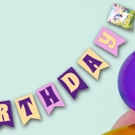 Magic Pastel Anpassningsbar Unicorn Birthday Photo Vimplar