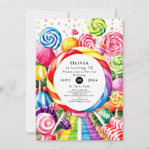 Magic Pastel Candyland Birthday Inbjudningar