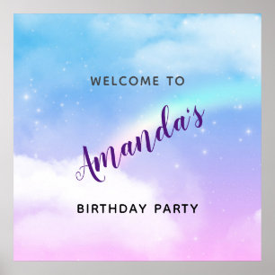 Magic Pastel Clouds and a Rainbow Birthday Poster