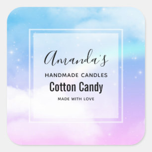 Magic Pastel Clouds and a Rainbow Candle Biz Fyrkantigt Klistermärke