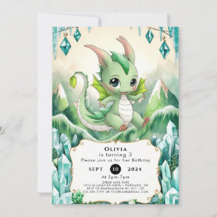 Magic Pastel Dragon Birthday Inbjudningar